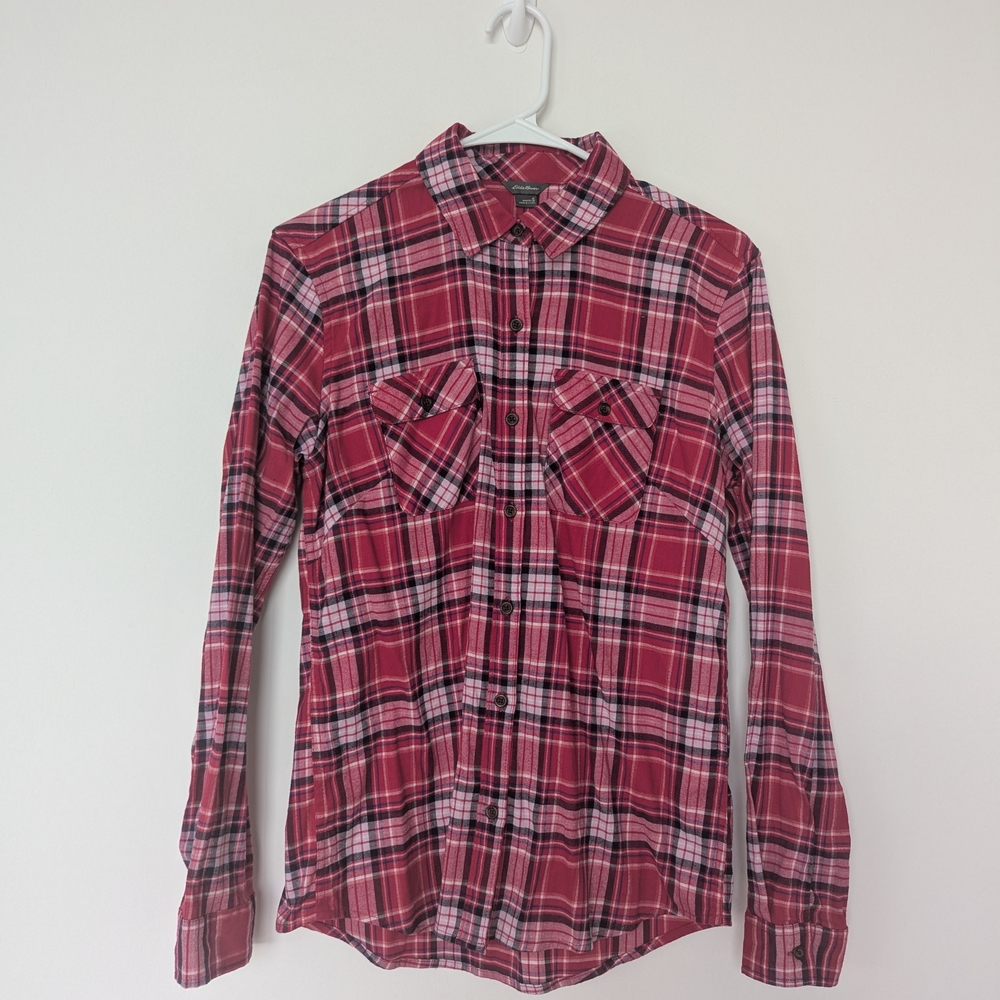 Eddie Bauer Red Plaid Button Up Women's S